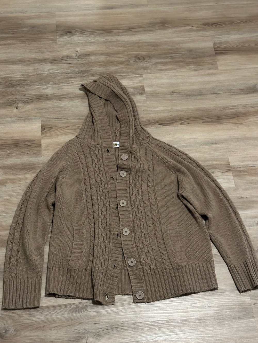Ashley By 26 International Women's Hooded Cable Cardigan - Brown